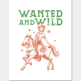 Wanted and Wild Horse Retro Country Western Cowboy Cowgirl Gift Posters and Art